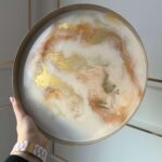 taca okrągła 30cm złoto-beżowa