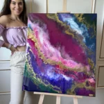 obraz 2 – różowa abstrakcja – 70x80cm