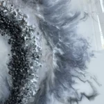 obraz 8 – geode – szaro-biało-srebrny 40x60cm
