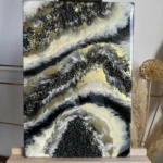 obraz 7 – geode – czarno-biało-złoty 35x50cm