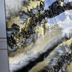 obraz 7 – geode – czarno-biało-złoty 35x50cm