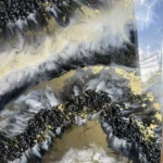 obraz 7 – geode – czarno-biało-złoty 35x50cm