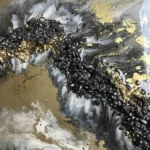 obraz 7 – geode – czarno-biało-złoty 35x50cm