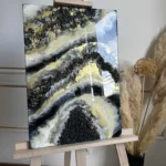 obraz 7 – geode – czarno-biało-złoty 35x50cm