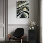 obraz 7 – geode – czarno-biało-złoty 35x50cm