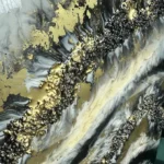 obraz 7 – geode – czarno-biało-złoty 35x50cm