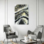 obraz 7 – geode – czarno-biało-złoty 35x50cm