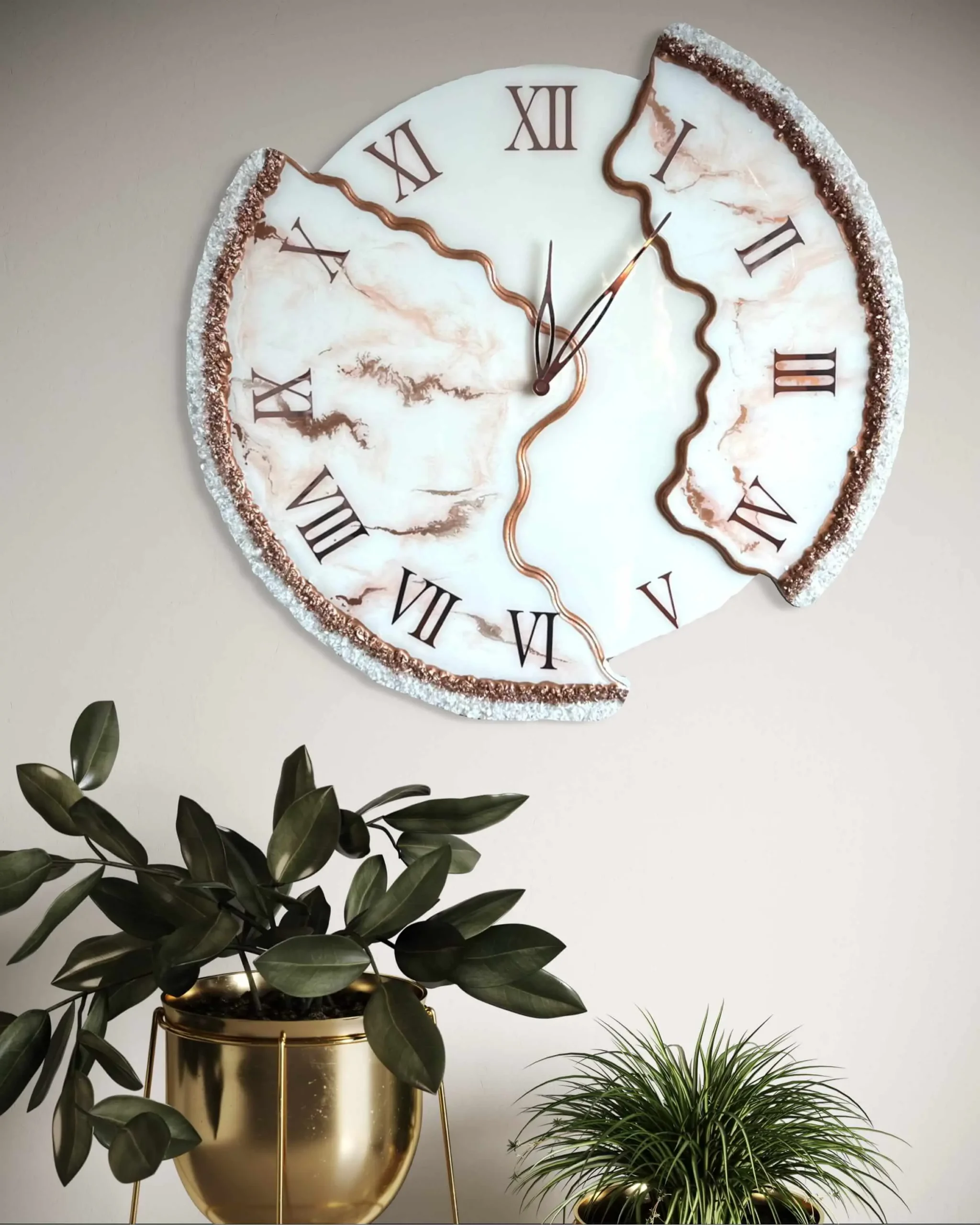 Zegar 60cm z żywicy epoksydowej nieregularny