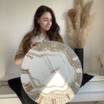 zegar okrągły 60cm złoto-beż