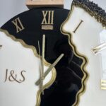 zegar 60cm nieregularny czarno-biały z personalizacją