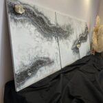 Obraz z żywicy z naturalną geodą kwarcową 180x70cm