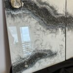 Obraz z żywicy z naturalną geodą kwarcową 180x70cm