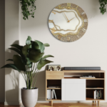 zegar okrągły 60cm złoto-beż