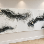 Obraz z żywicy z naturalną geodą kwarcową 180x70cm